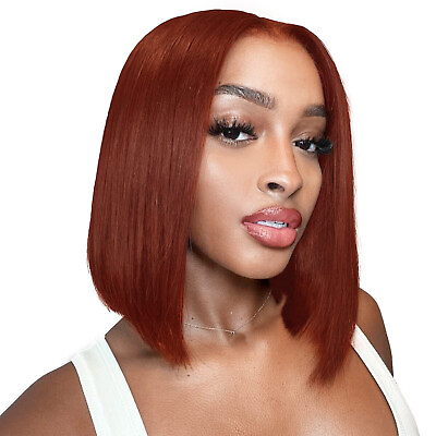 #ad Colored Bob Wig Human Hair 13x4 HD Lace Front Bob Wig Pre Plucked with Baby Hair $54.68