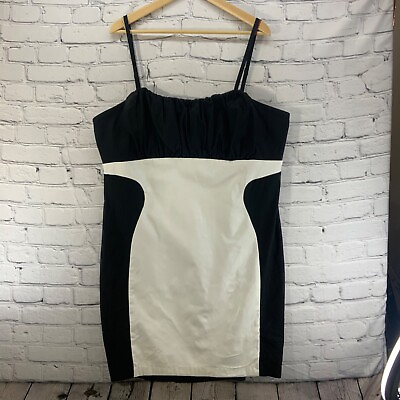 #ad Torrid Cocktail Dress Black White Womens Plus Sz 24 Spaghetti Strap $23.44