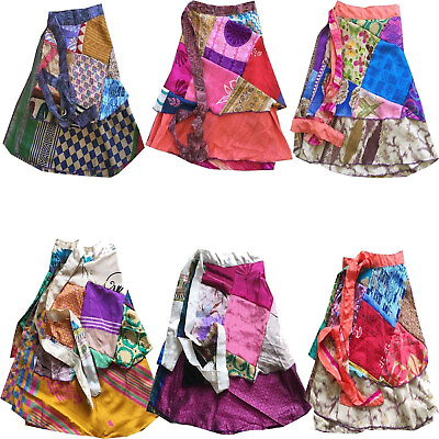 #ad Mini Skirts Women Indian 10 pcs Vintage Silk Wrap Bohemian Skirts Gypsy Hippie $69.82