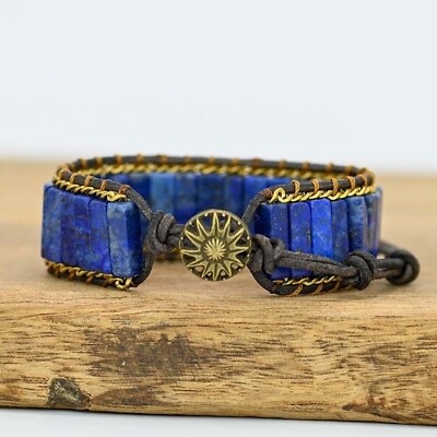 #ad #ad Dark Blue Natural Lapis Lazuli Vintage Handmade Healing Unisex Men Boys Bracelet $13.50