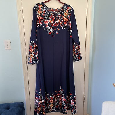#ad Blue Floral Long Maxi Dress XL $12.99
