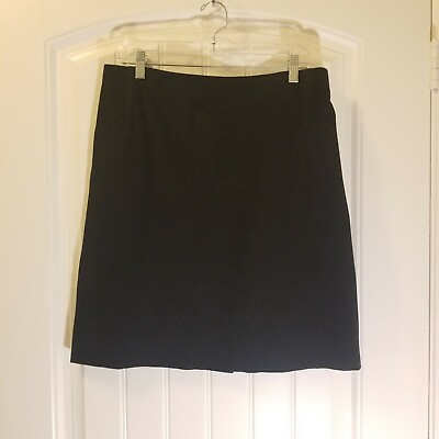 Chico#x27;s 2 Black Zip Pencil Skirt Short Elastic Insets Waist 10 12 $16.22