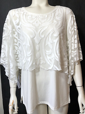 Cover Charge Womens Medium Off White Lace Cover Top Flocked Design $9.95