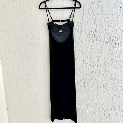 #ad Montce Sleeveless Open Back Velvet Petal Slip Maxi Dress Black Women#x27;s Small $129.00