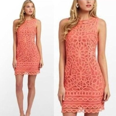 #ad Lilly Pulitzer 52704 sleeveless Casual beach sundress lace style orange midi dre $106.25