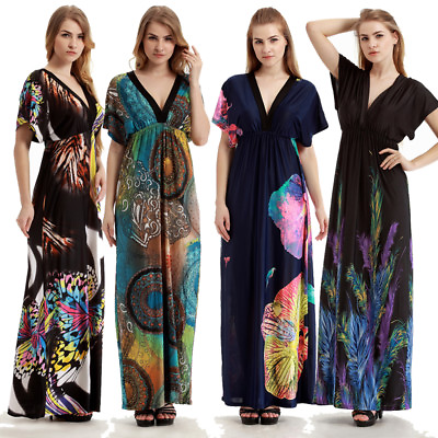 #ad Plus Size Women Long Maxi Summer Beach Hawaiian Boho Evening Party Sundress New $23.35