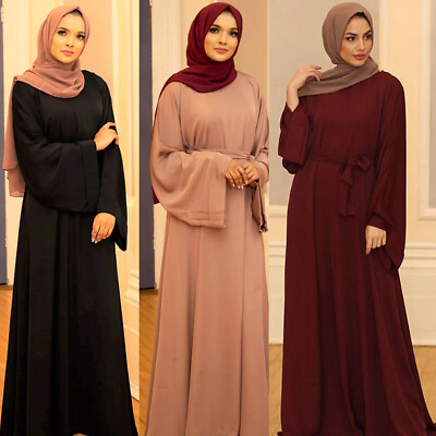 #ad Kaftan Muslim Women Long Dress Abaya Dubai Robe Modest Party Gown Ramadan Dress $37.04