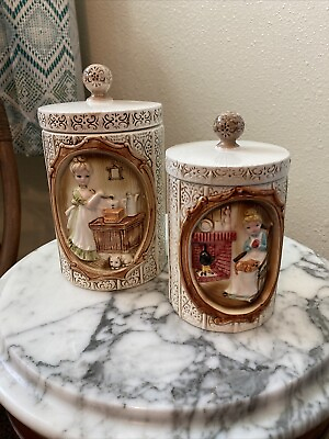 #ad Vintage 1978 Sears Roebuck and Co. Pair of Canisters Pioneer Women Designs $58.00