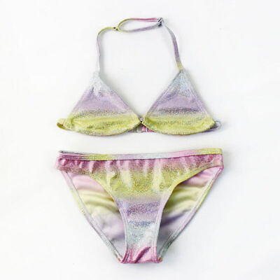 #ad Girls#x27;s Swimsuit Two Piece Rainbow Bikini Swimsuit for 6 To 16 Years Swimming $10.44