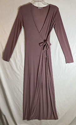 #ad Blush Maxi M Dress Fashion Nova Long Sleeve Tie $17.34