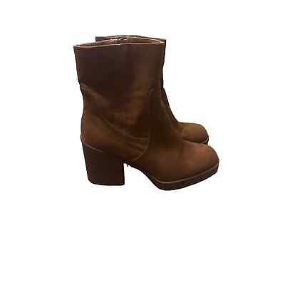 #ad Womans Brown Suede block heel boot size 9 $25.00