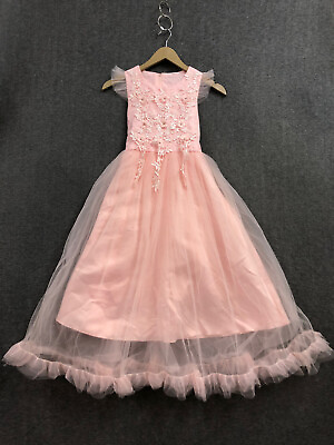 #ad XABH Girls Pink Beaded Flower Girl Wedding Party Birthday Tutu Dress Sz 6 7 NWD $15.99