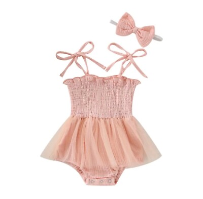 #ad 1 pcs Baby Girl Pink Party Tulle Dress Romper 6 12 Month NWT $9.97