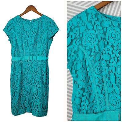 #ad Taylor Dress Size 10 Evening Cocktail Sheath Lace LBD Special Event Teal $16.74