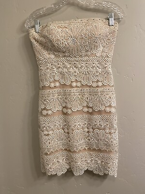 #ad Ellie Wilde Mon Cheri Size 4 Lace amp; Beaded Wedding Homecoming Prom Party Dress $79.50