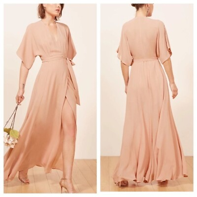 #ad Reformation Blush Winslow Wrap Maxi Dress size Small Short Sleeve Wedding $99.00