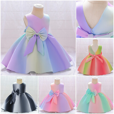 #ad Flower Girls Bridesmaid Princess Dress Kids Birthday Party Wedding Tutu Dress $24.79