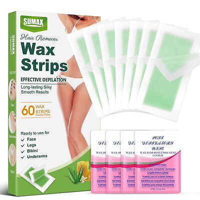 #ad 60 Count Underarm Wax Strips for Hair Removal Face Bikini Wax Strips for Braz... $26.88