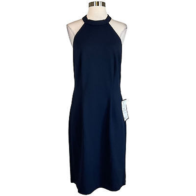 #ad Alex amp; Eve Women#x27;s Cocktail Dress Size 6 Blue Backless Halter Neck Sheath $59.99