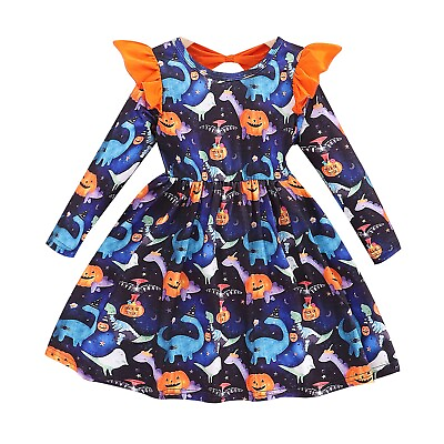 #ad Kids Girls Dress Up Long Sleeve Party Costume Soft A line Beautiful Bowknots $13.58