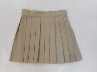 #ad Girls A Khaki Knife Pleat Uniform Skirt Reg. amp; 1 2 Sizes 3 16 1 2 $14.00