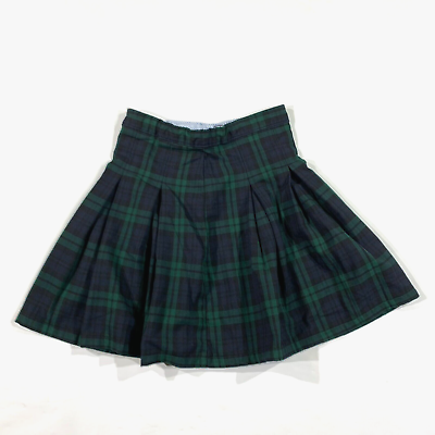 TOMMY HILFIGER Skirt Girls 12 Green Blue Plaid School Pleated Short Mini Zipper $11.90