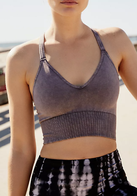 NEW Free People Movement Good Karma Tank Crop Top Washed Gray XS S $54 FF 011 $22.50