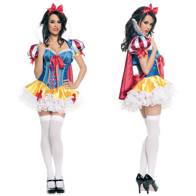 Snow White Princess Adult Costume Fancy Dress Set For Halloween Cosplay Party $22.99