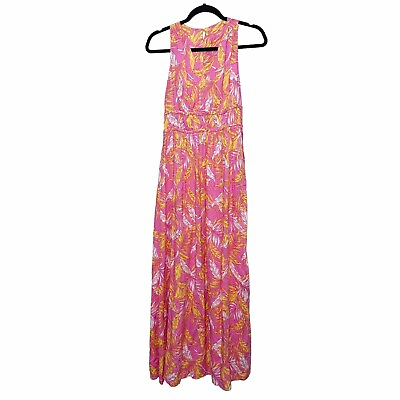#ad Jessica Simpson Pink Floral Sleeveless Maxi Dress Womens Size M $20.00