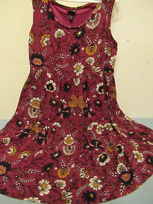 #ad #ad B Girls Size 7 8 Fully Lined 2 Tiered Skirt Multi floral Maroon Dress $12.99