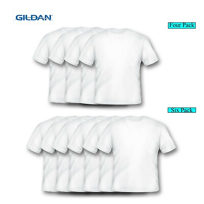 Gildan Men#x27;s White Crew T Shirts 3 or 6 Pack Short Sleeve Tees M 5XL $13.98
