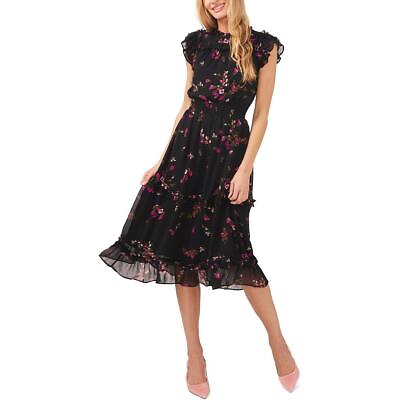 #ad CeCe Womens Fallen Leaves Black Floral Long Smocked Maxi Dress XS BHFO 2753 $36.99