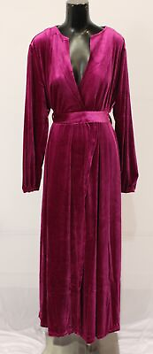 #ad XPlus Wear Women#x27;s Lantern Sleeve Velvet Maxi Dress DD7 Magenta Size 2XL NWT $38.94