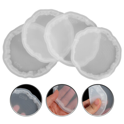 #ad 4 Round Coaster amp; Teacup Tray Silicone Molds for Resin Casting DIY UP $10.79