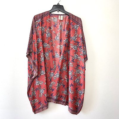 #ad Japna One Size Kimono Cover Up Floral Open Front Bohemian Festival Gypsy $15.99