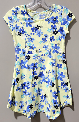 #ad SO Girls#x27; Small 7 8 Pale Yellow amp; Blue Floral Print Fit amp; Flare Summer Dress $12.04