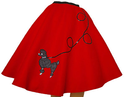 #ad 4 Pcs RED 50#x27;s Poodle Skirt Size Large Waist 35quot; 43quot; Length 25quot; $48.99