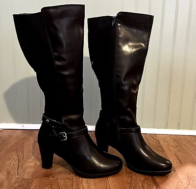 #ad New women’s black w heel knee high boots Sz 8.5 $25.10