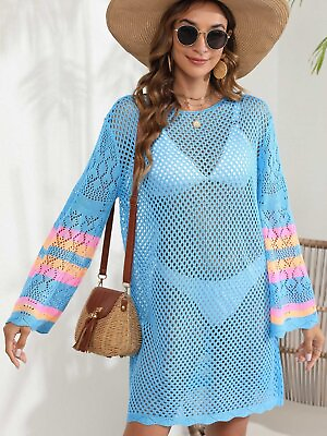 #ad Elegant Sheer Cover Up with Contrast Panels Perfect for Beach Days $28.95