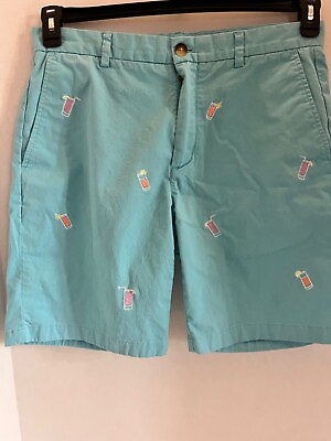 #ad Vineyard Vines Breaker Shorts Mens Size 33 Blue Cocktail Design Chino Casual $19.99