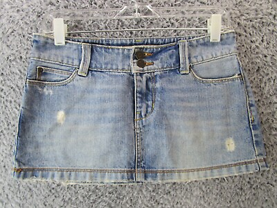 #ad Vintage Y2K Hollister Denim Skirt Women#x27;s 0 Blue Mini Distressed $13.90