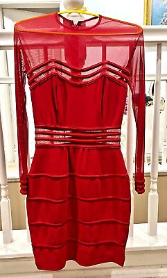 #ad Elegant Evening Long Sleeve Dress Red $40.00