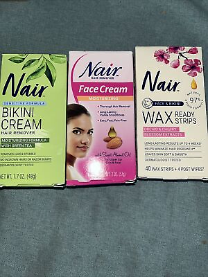 #ad Nair Bundle Bikini Cream Face Cream Wax Strips $15.99