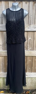 #ad Stunning JKARA NEWYORK 8 long Black maxi dress art deco Look Beading Detail❤️ GBP 6.99