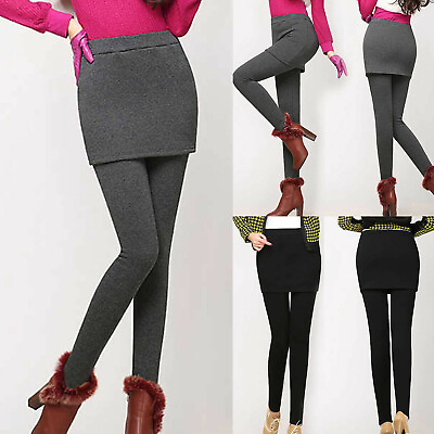 Women Winter Warm Tight Plus Velvet Thicken Skirt Pants Stretch Slim Leggings $8.12