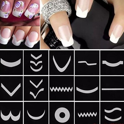 White French Manicure DIY Nail Art Tips Guide Stickers Stencil Styling Tool NH20 $1.75