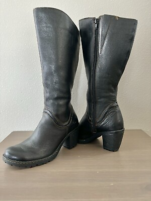 #ad womens black leather Knee High Boots Size 6 $30.00