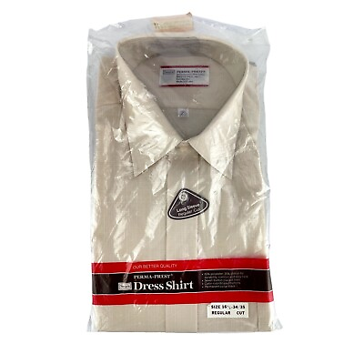 #ad Vtg Sears Perma Prest Reg Cut Long Sleeve Shirt 16 1 2 Beige Tan Lines $9.94
