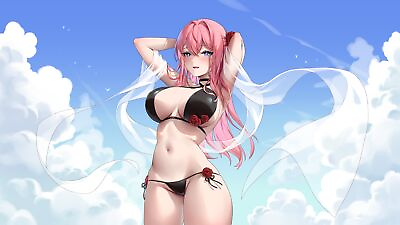 #ad Anime girls bikini big long hair clouds blushing Custom Gaming Mat Desk $34.99