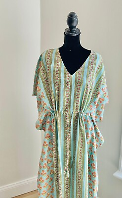#ad Cotton Caftan Dress For to be Moms Beach Cover ups Long Floral Kaftan $37.99